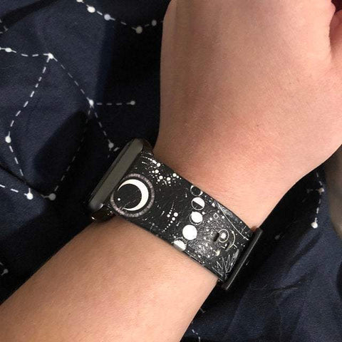 Shop The Black White Zodiac Apple Watch Band Exclusively at The Urban Flair - Trendy Faux/Vegan Leather iWatch Straps - Affordable Replacements Bands For Women