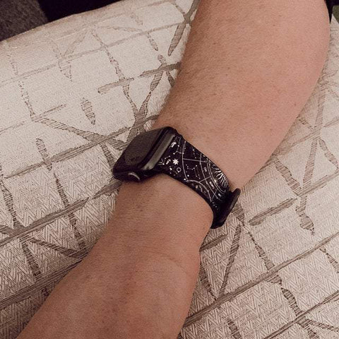 Shop The Black White Zodiac Apple Watch Band Exclusively at The Urban Flair - Trendy Faux/Vegan Leather iWatch Straps - Affordable Replacements Bands For Women