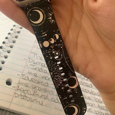 Shop The Black White Zodiac Apple Watch Band Exclusively at The Urban Flair - Trendy Faux/Vegan Leather iWatch Straps - Affordable Replacements Bands For Women