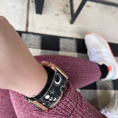 Shop The Black White Zodiac Apple Watch Band Exclusively at The Urban Flair - Trendy Faux/Vegan Leather iWatch Straps - Affordable Replacements Bands For Women