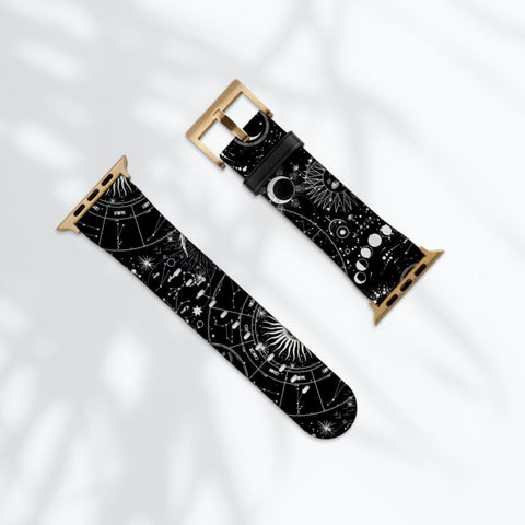 Shop The Black White Zodiac Apple Watch Band Exclusively at The Urban Flair - Trendy Faux/Vegan Leather iWatch Straps - Affordable Replacements Bands For Women