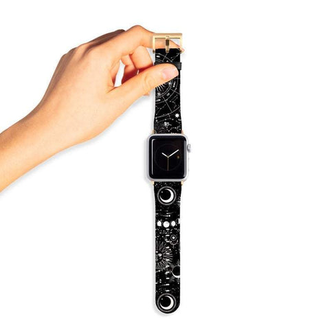Shop The Black White Zodiac Apple Watch Band Exclusively at The Urban Flair - Trendy Faux/Vegan Leather iWatch Straps - Affordable Replacements Bands For Women