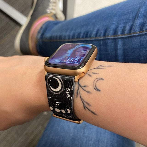 Shop The Black White Zodiac Apple Watch Band Exclusively at The Urban Flair - Trendy Faux/Vegan Leather iWatch Straps - Affordable Replacements Bands For Women
