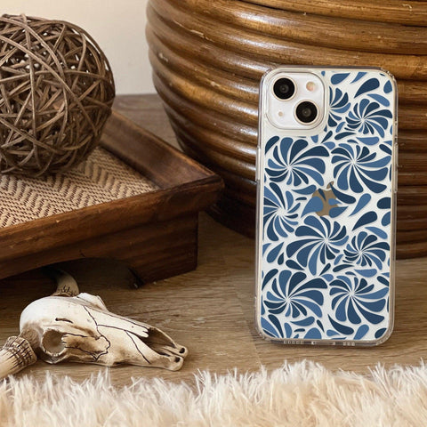 Blue Abstract Splashes Phone Case For iPhone 13 12 Mini 11 Pro Max XR 7 8 Plus Clear Phone Cover With Aesthetic Drops Design Galaxy S22 Feat