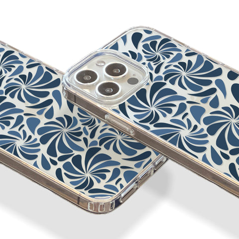 Blue Abstract Splashes Phone Case For iPhone 13 12 Mini 11 Pro Max XR 7 8 Plus Clear Phone Cover With Aesthetic Drops Design Galaxy S22 Feat