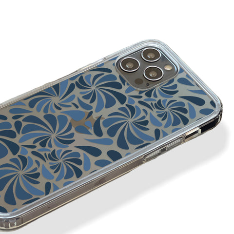 Blue Abstract Splashes Phone Case For iPhone 13 12 Mini 11 Pro Max XR 7 8 Plus Clear Phone Cover With Aesthetic Drops Design Galaxy S22 Feat