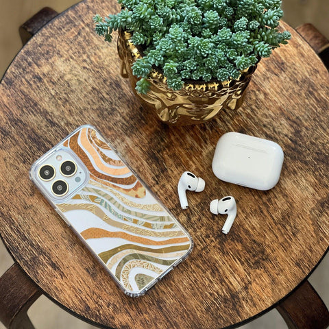 Boho Abstract Lines Clear Phone Case For iPhone 13 Pro Max 12 Mini XR 7 8 SE 2022 & Samsung Galaxy S21 Ultra Cover With Aesthetic Design Feat