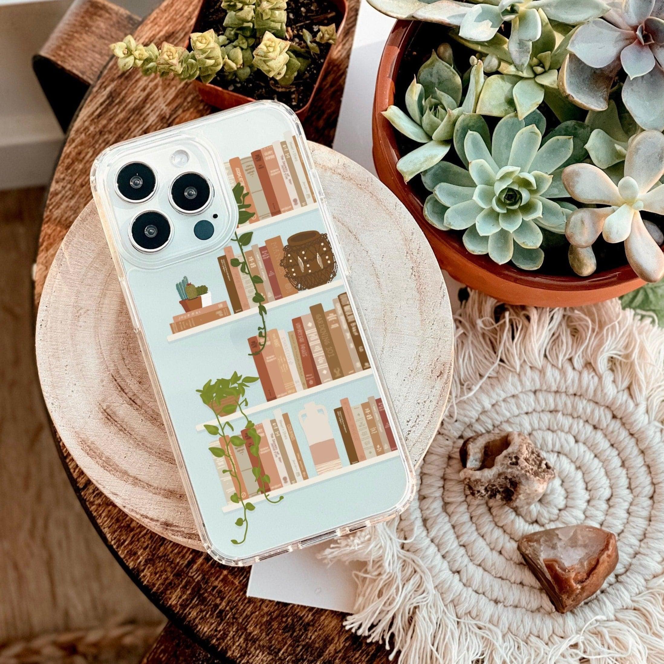 succulent iphone 14 pro case Boho Book Shelf Clear Phone Case by The Urban Flair