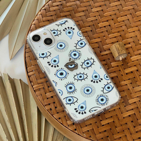 Boho Evil Eyes Clear Case For iPhone 13 Pro Max 12 Mini 11 Pro XR 7 8 Plus SE 2022 Phone Case With Aesthetic Design Galaxy S22 Ultra Feat