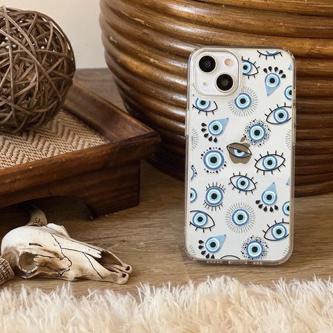 Boho Evil Eyes Clear Case For iPhone 13 Pro Max 12 Mini 11 Pro XR 7 8 Plus SE 2022 Phone Case With Aesthetic Design Galaxy S22 Ultra Feat