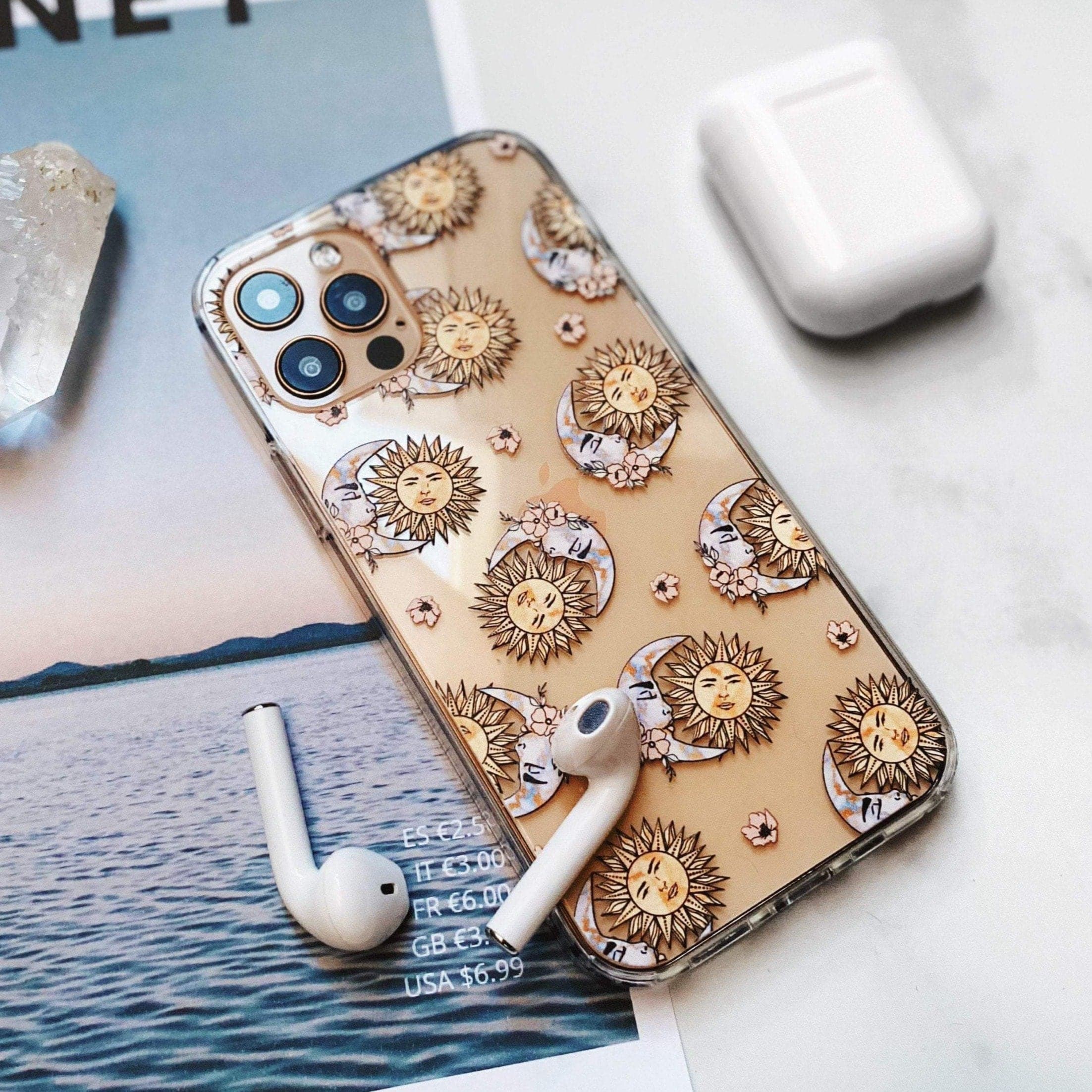 Boho Opal Sun Moon Clear Phone Case Boho Opal Sun Moon Clear Phone Case