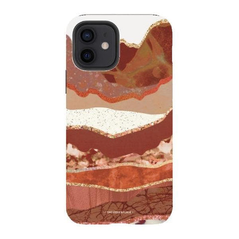iPhone 12 Gloss (High Sheen) Brick Abstract Layered Mountains Print Tough Phone Case - The Urban Flair