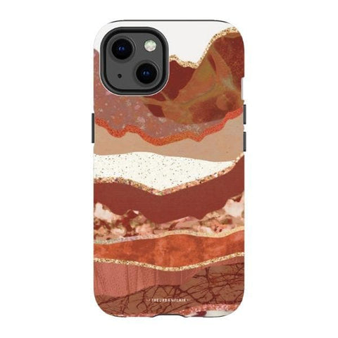 iPhone 13 Gloss (High Sheen) Brick Abstract Layered Mountains Print Tough Phone Case - The Urban Flair