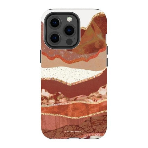 iPhone 13 Pro Satin (Semi-Matte) Brick Abstract Layered Mountains Print Tough Phone Case - The Urban Flair