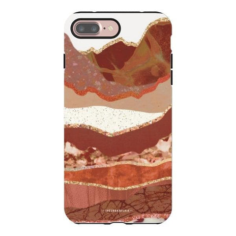 iPhone 7 Plus/8 Plus Satin (Semi-Matte) Brick Abstract Layered Mountains Print Tough Phone Case - The Urban Flair