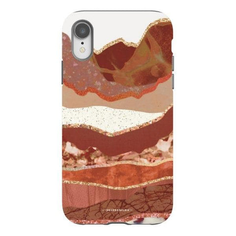 iPhone XR Satin (Semi-Matte) Brick Abstract Layered Mountains Print Tough Phone Case - The Urban Flair