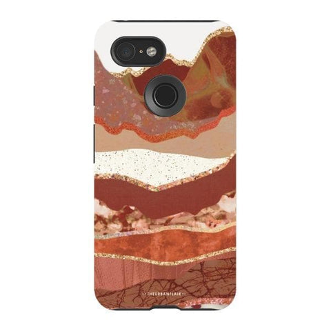 Pixel 3 Gloss (High Sheen) Brick Abstract Layered Mountains Print Tough Phone Case - The Urban Flair