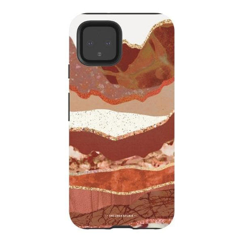 Pixel 4 Satin (Semi-Matte) Brick Abstract Layered Mountains Print Tough Phone Case - The Urban Flair