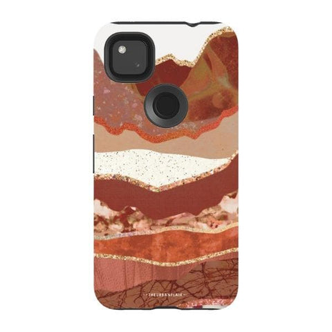 Pixel 4A 4G Gloss (High Sheen) Brick Abstract Layered Mountains Print Tough Phone Case - The Urban Flair