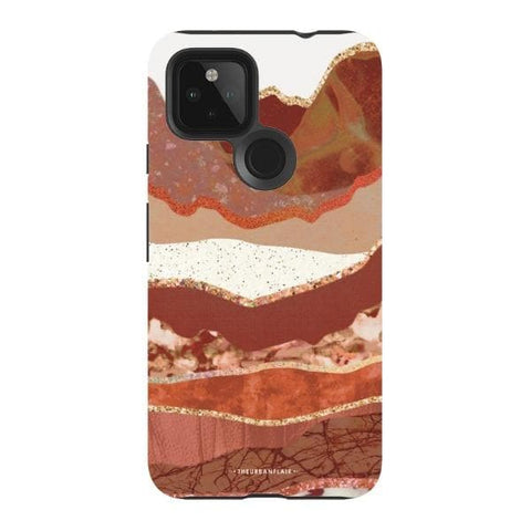 Pixel 4A 5G Satin (Semi-Matte) Brick Abstract Layered Mountains Print Tough Phone Case - The Urban Flair
