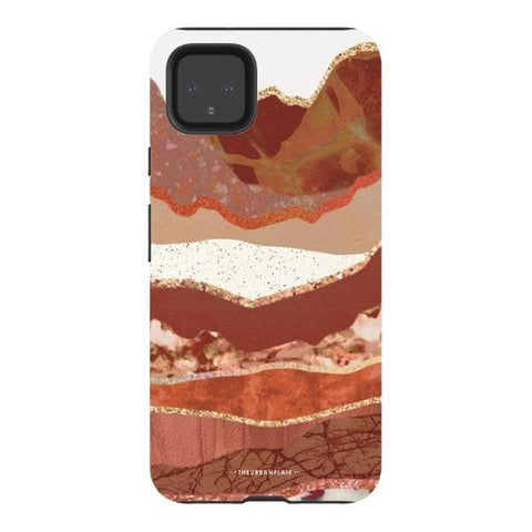 Pixel 4XL Satin (Semi-Matte) Brick Abstract Layered Mountains Print Tough Phone Case - The Urban Flair