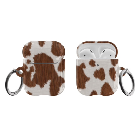 Original Gloss (High Sheen) Brown Cow Print AirPods Case - The Urban Flair