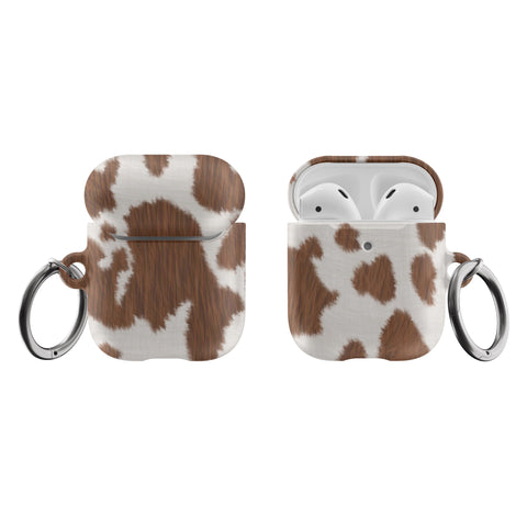 Original Satin (Semi-Matte) Brown Cow Print AirPods Case - The Urban Flair