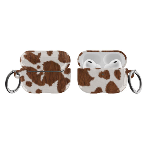 Pro Gloss (High Sheen) Brown Cow Print AirPods Case - The Urban Flair