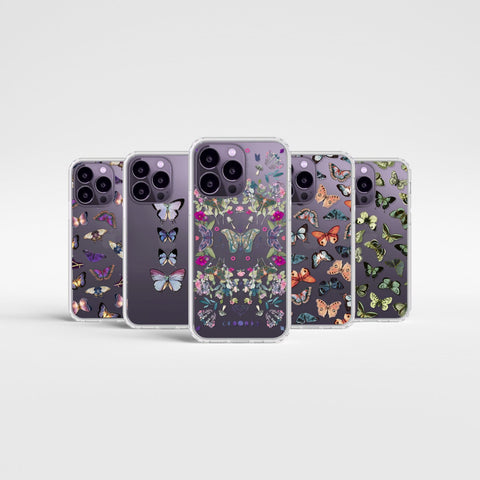 Best Phone Cases For New Deep Purple iPhone 14 Pro and 14 Pro Max Clear Cases With Butterfly Moth Design Aesthetic Covers By The Urban Flair Feat