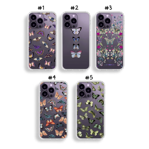 Best Phone Cases For New Deep Purple iPhone 14 Pro and 14 Pro Max Clear Cases With Butterfly Moth Design Aesthetic Covers By The Urban Flair Feat