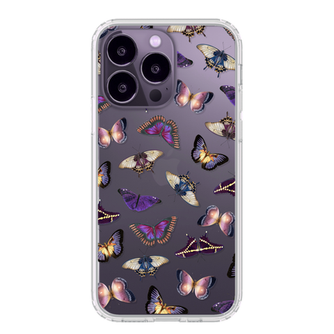 Butterfly/Moth Clear Phone Cases For New Deep Purple iPhone 14 Pro