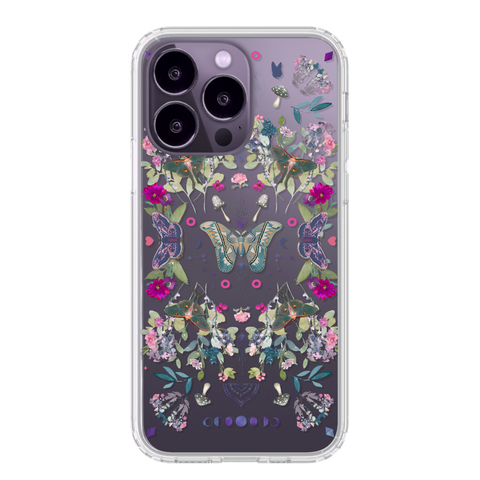 Butterfly/Moth Clear Phone Cases For New Deep Purple iPhone 14 Pro