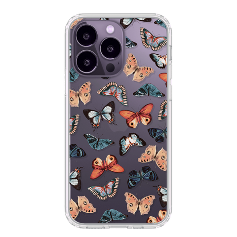 Butterfly/Moth Clear Phone Cases For New Deep Purple iPhone 14 Pro