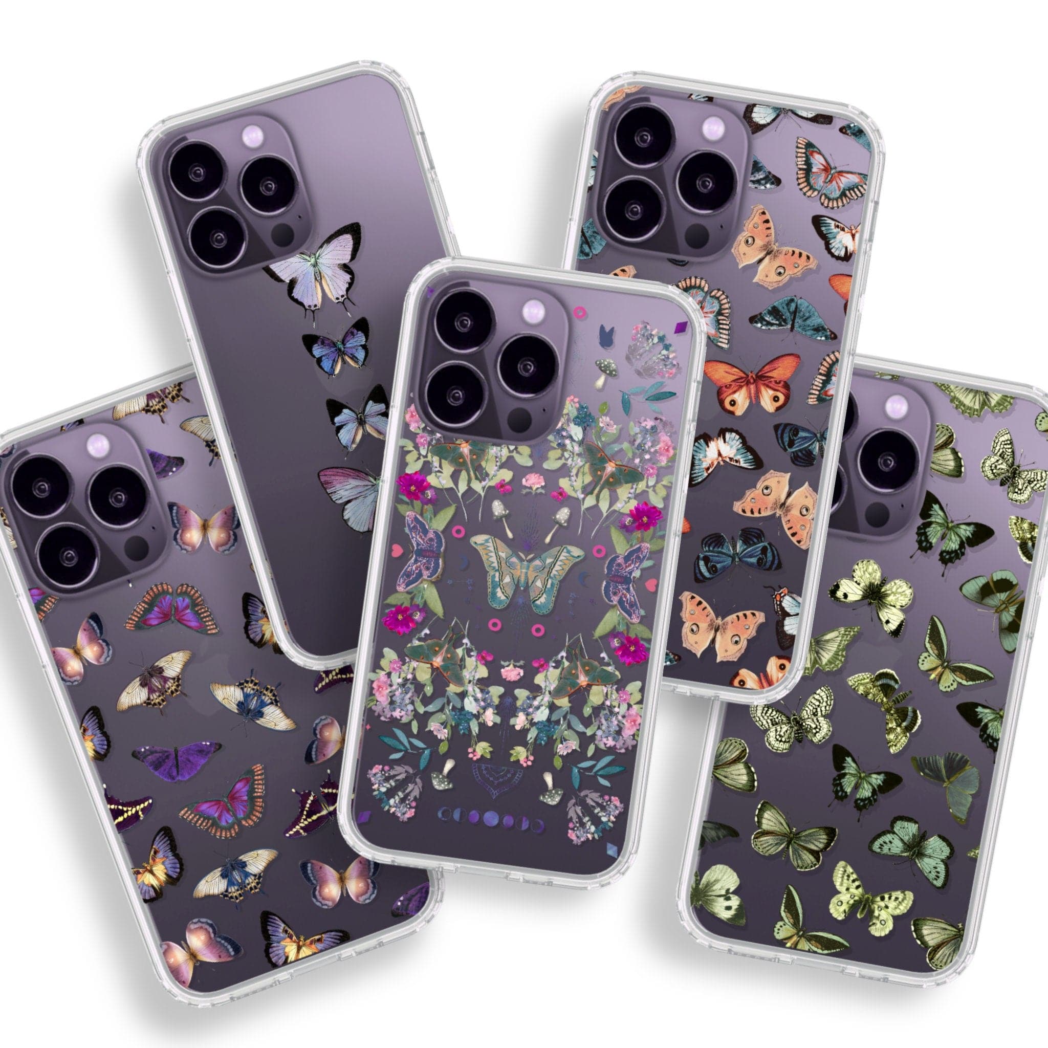 Butterfly/Moth Clear Phone Cases For New Deep Purple iPhone 14 Pro– The  Urban Flair