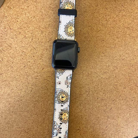 Shop The Celestial Sun Moon Apple Watch Band Exclusively at The Urban Flair - Trendy Faux/Vegan Leather iWatch Straps - Affordable Replacements Bands For Women