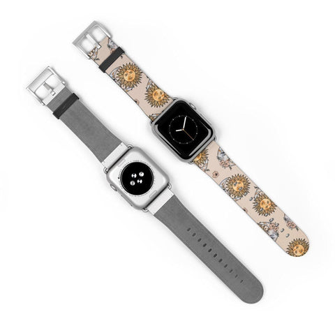 Shop The Celestial Sun Moon Apple Watch Band Exclusively at The Urban Flair - Trendy Faux/Vegan Leather iWatch Straps - Affordable Replacements Bands For Women
