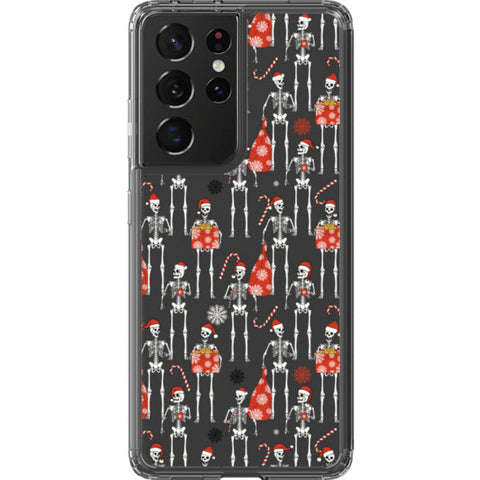 Christmas Skeletons Clear Phone Case