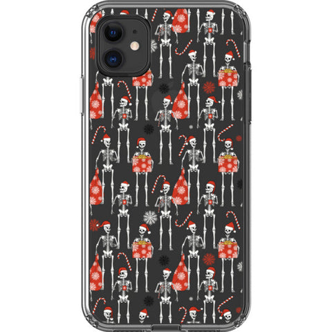 Christmas Skeletons Clear Phone Case