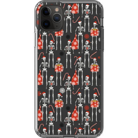 Christmas Skeletons Clear Phone Case