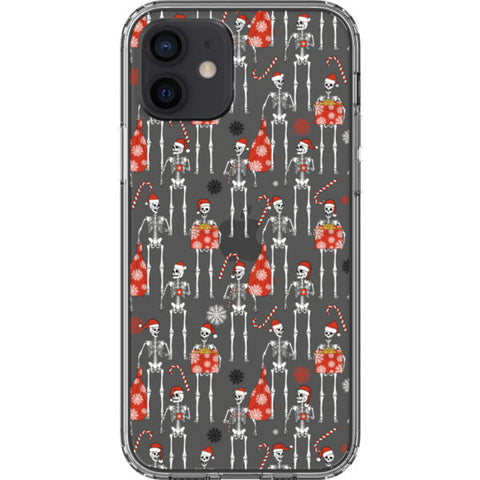 Christmas Skeletons Clear Phone Case
