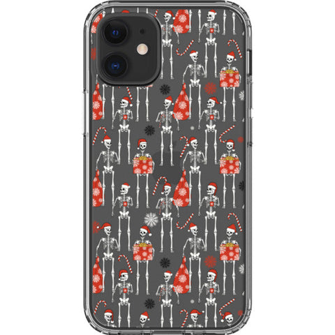 Christmas Skeletons Clear Phone Case