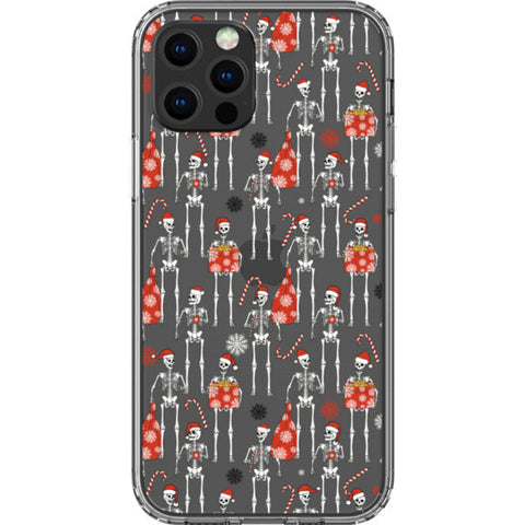 Christmas Skeletons Clear Phone Case