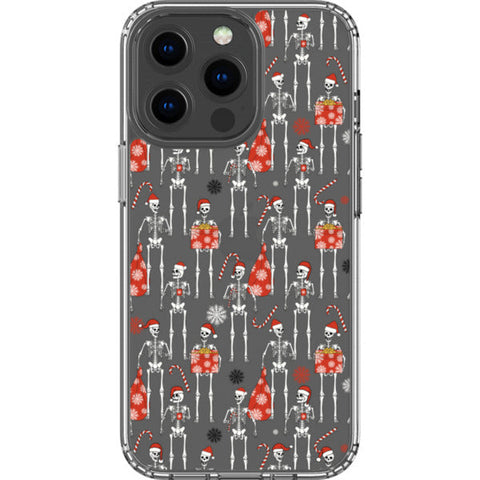 Christmas Skeletons Clear Phone Case