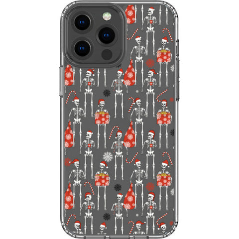 Christmas Skeletons Clear Phone Case