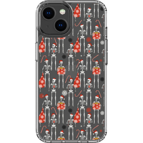 Christmas Skeletons Clear Phone Case
