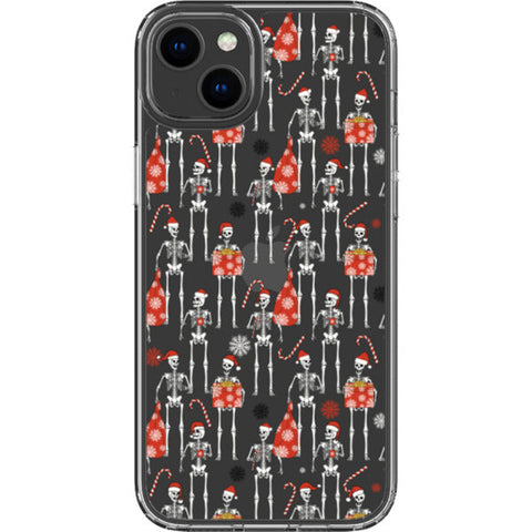 Christmas Skeletons Clear Phone Case