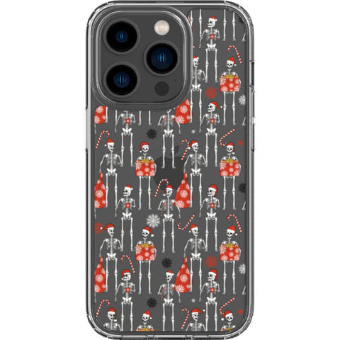 Christmas Skeletons Clear Phone Case