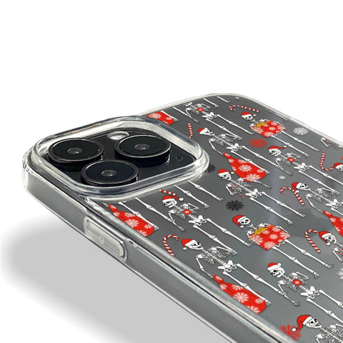 Funny Christmas Skeletons Phone Case For iPhone 14 Plus 13 Pro Max Mini 12 XR 7 8 Clear Phone Cover With Spooky Design Galaxy S22 Case Feat