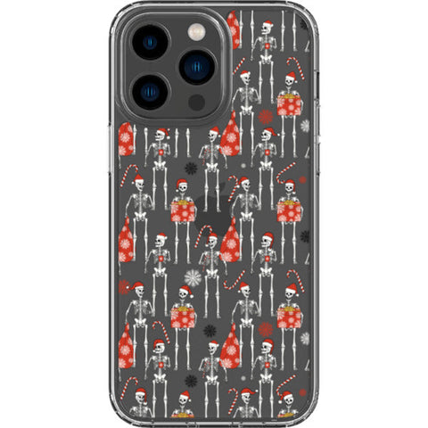 Christmas Skeletons Clear Phone Case