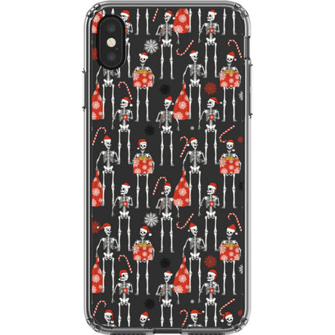 Christmas Skeletons Clear Phone Case